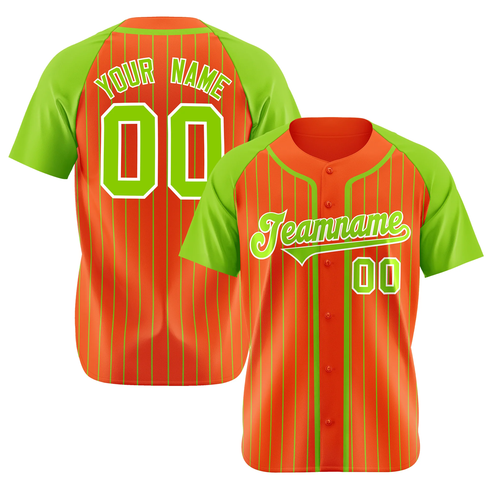 Custom Bay Orange Aqua Pinstripe Aqua-White Authentic Raglan Sleeves Baseball Jersey