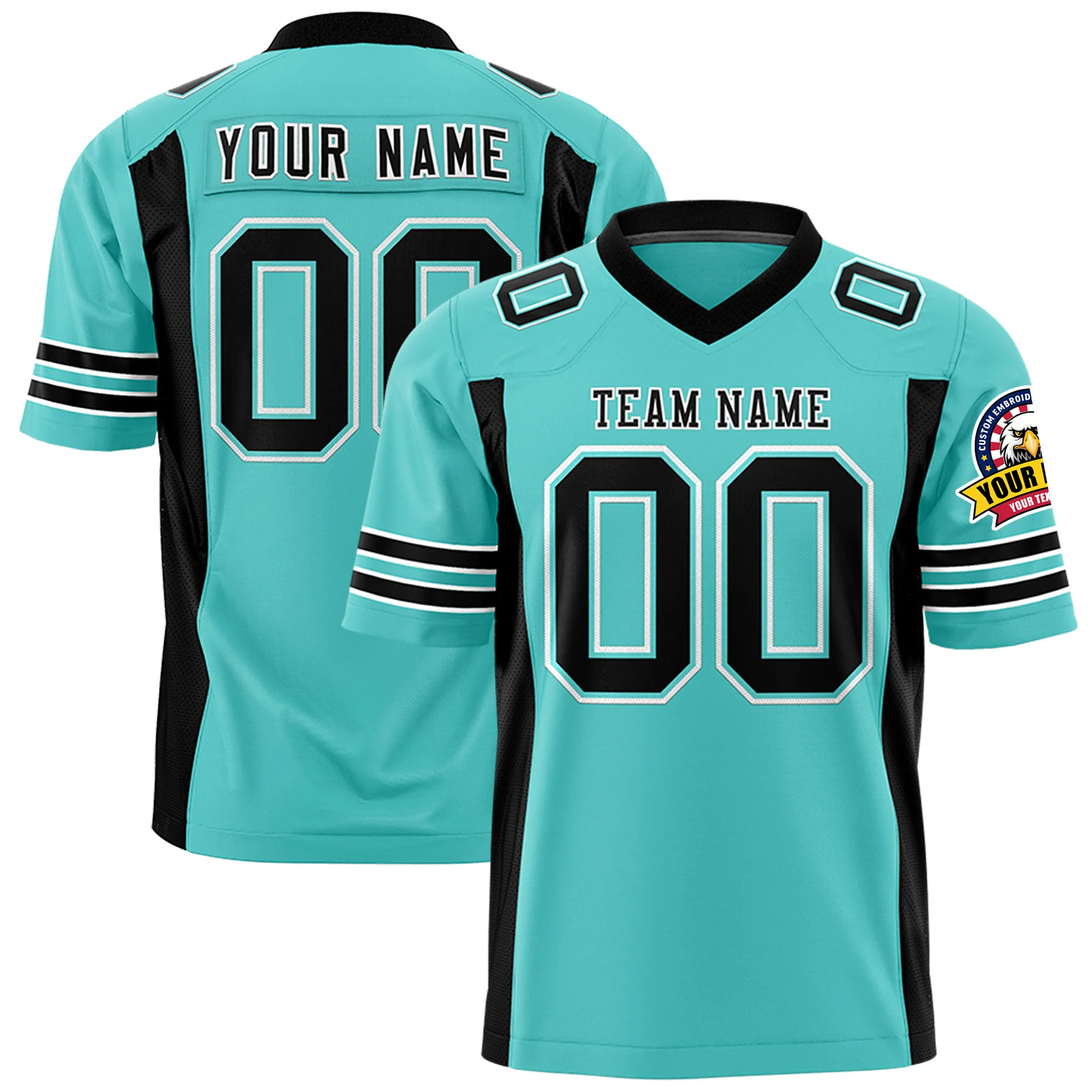 Custom Bright Green-Black Mesh Drift Fashion Football Jersey